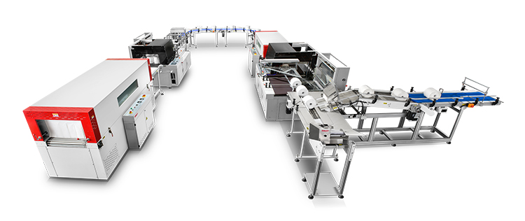 RG-6525 + RT-6030 Maxi Roll Shrink Wrapping Machine Line